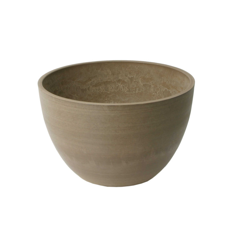 Taupe Composite Resin 16" Round Outdoor Planter