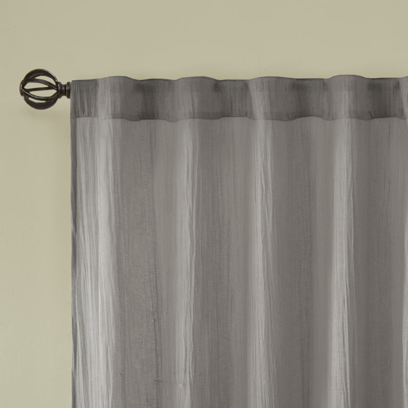 Gray Sheer Polyester Ground Length Window Drapes