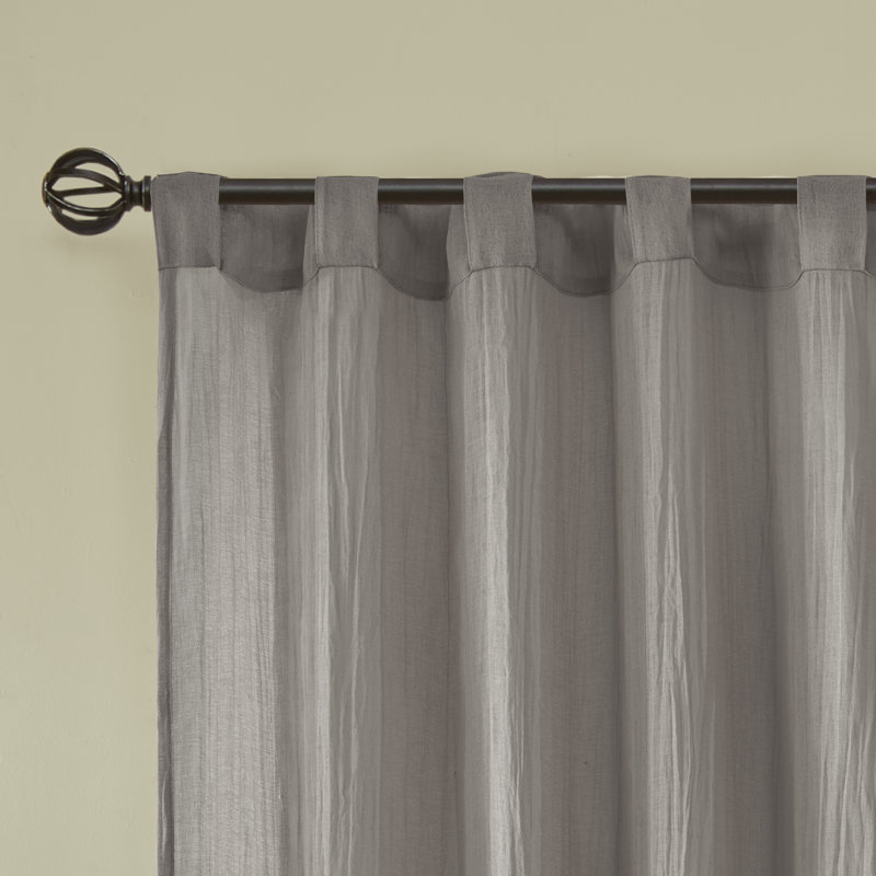 Gray Sheer Polyester Ground Length Window Drapes