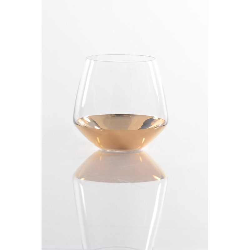 Barski 10.5oz Handmade Glass Tumblers with 24K Gold Bottom (Set of 4)