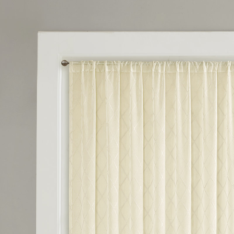 Ivory Embroidered Sheer Rod Pocket Drape Panel