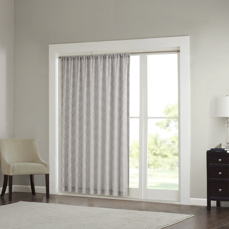 Ivory Diamond Embroidered Sheer Rod Pocket Curtain Panel