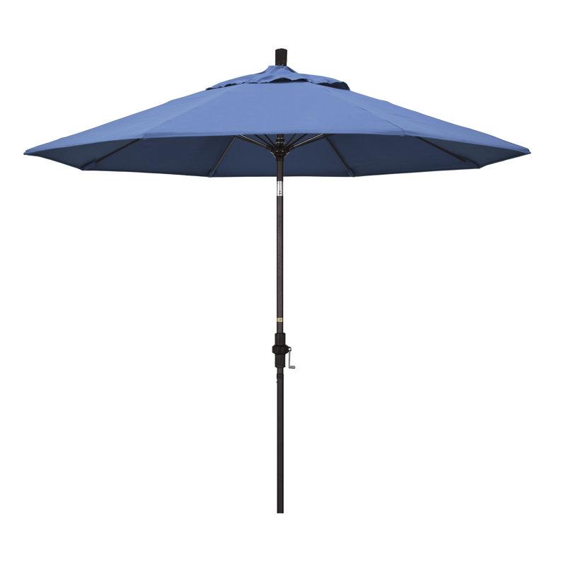9 ft Black Olefin Octagonal Market Umbrella with Bronze Metal Pole