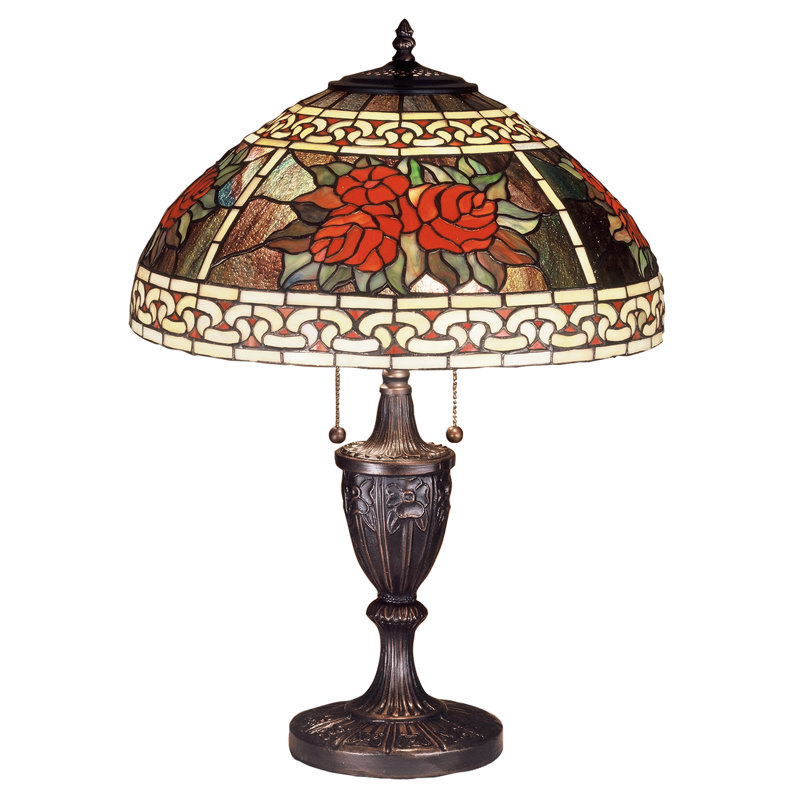 Mahogany Bronze 25" Table Lamp with Stained Glass Shade