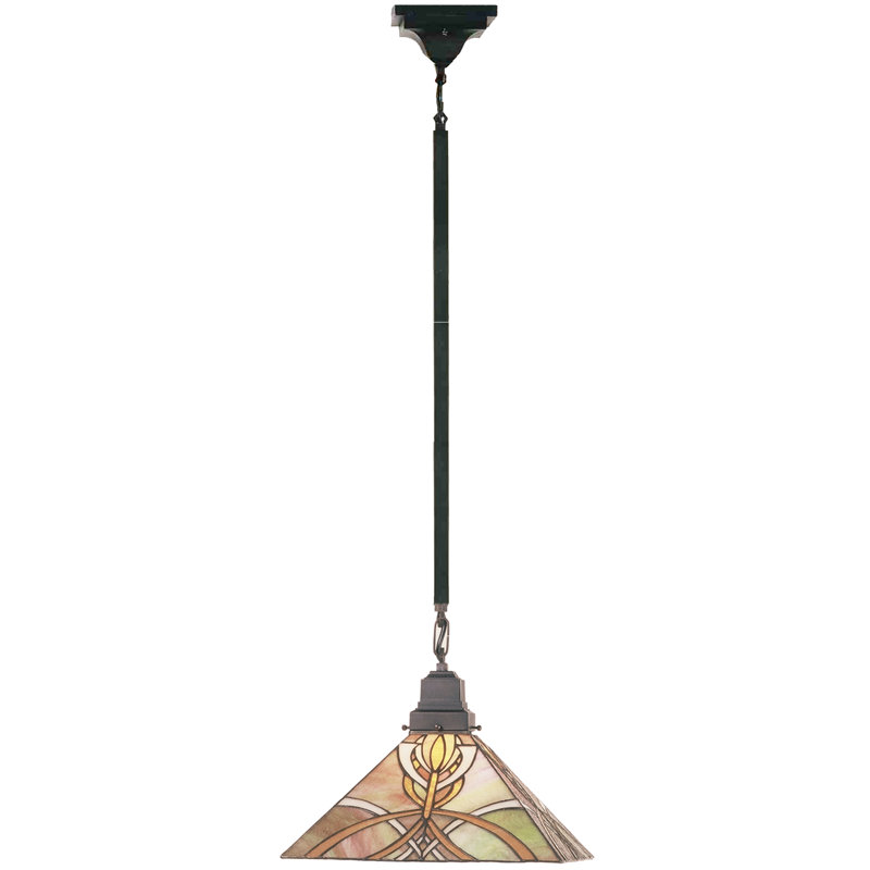 Glasgow Bungalow 42" Mahogany Bronze Stained Glass Pendant