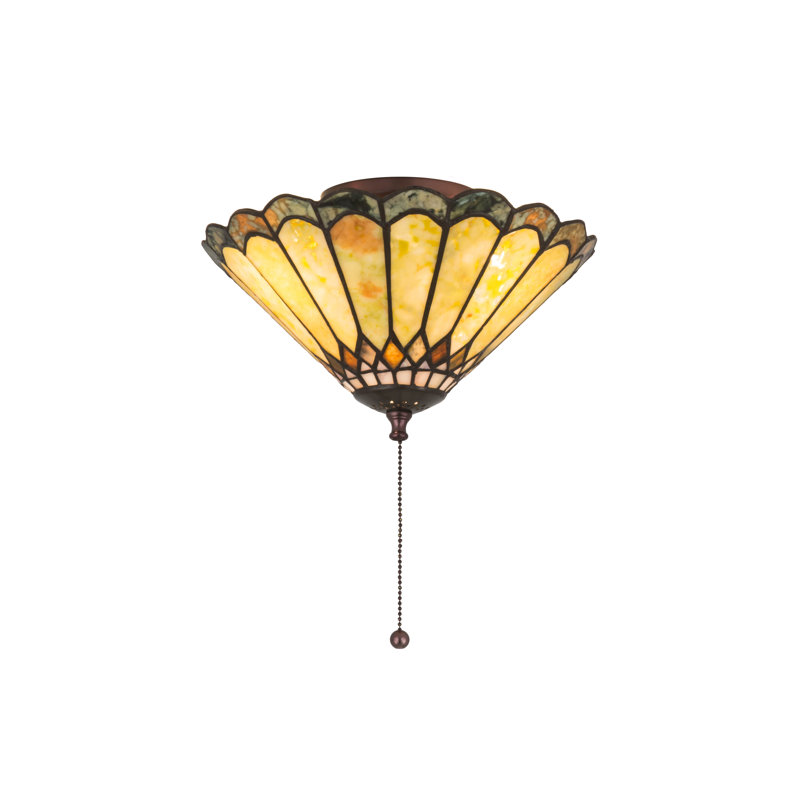 Jadestone Black and Yellow Glass 3-Light Flush Mount