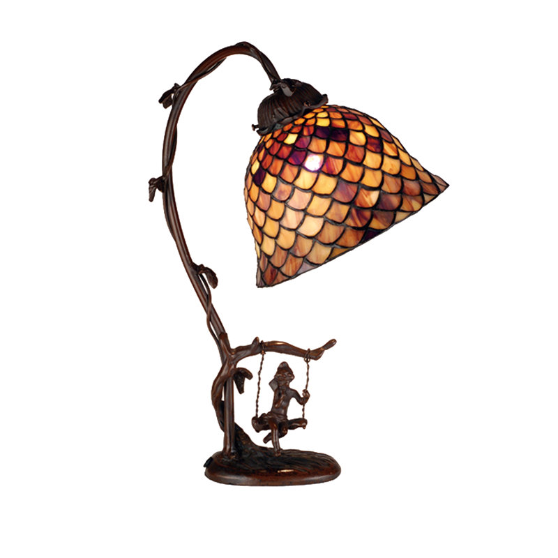 Bronze Stained Glass Fishscale Table Lamp