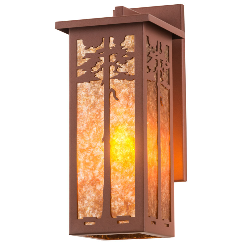 Rustic Amber Mica 18.5'' Steel Tree Wall Sconce
