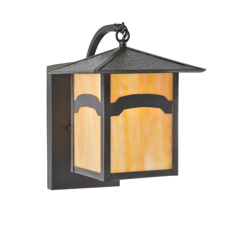 Craftsman Brown and Beige Glass Wall Sconce
