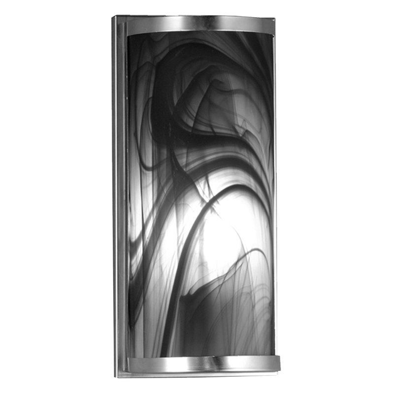 Black Glass Cylinder Wall Sconce with Brushed Nickel Finish