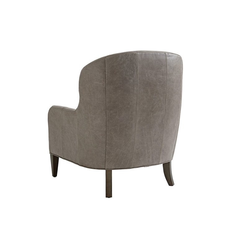 Grayson Mahogany Leather Barrel Chair with Down Cushions