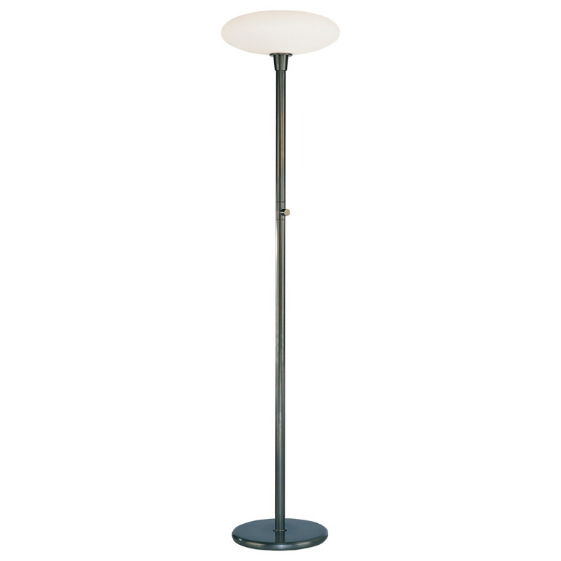 Elegant Ovo 66'' Torchiere in Deep Patina Bronze with Frosted Glass Shade