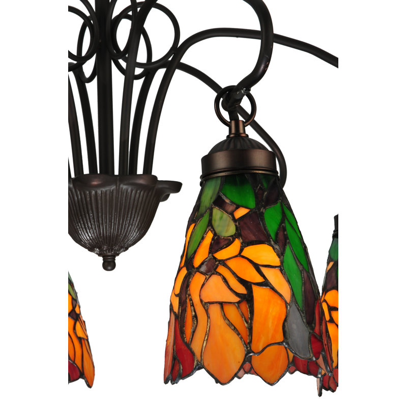 Multicolor Stained Glass 6-Light Iron Chandelier