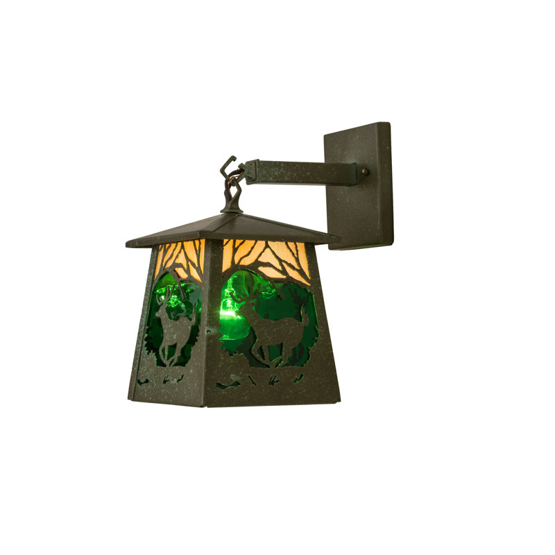 Rustic Bronze Deer Lantern Wall Sconce with Dimmable Energy Star
