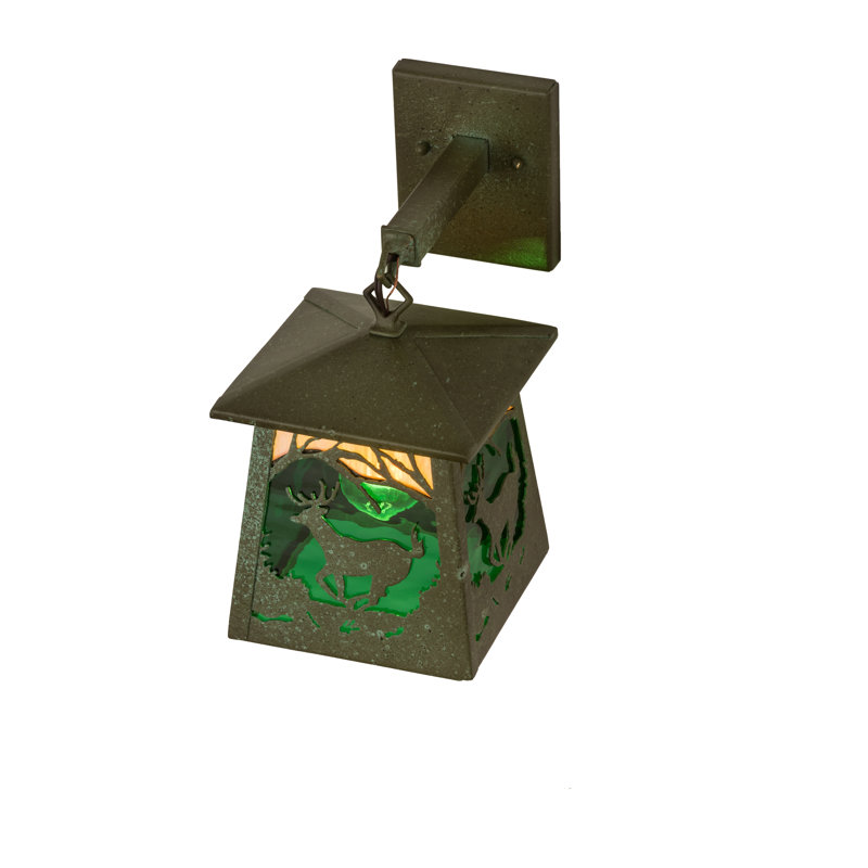 Rustic Bronze Deer Lantern Wall Sconce with Dimmable Energy Star