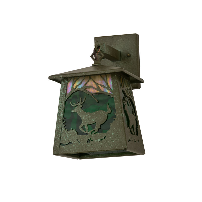 Rustic Bronze Deer Lantern Wall Sconce with Dimmable Energy Star