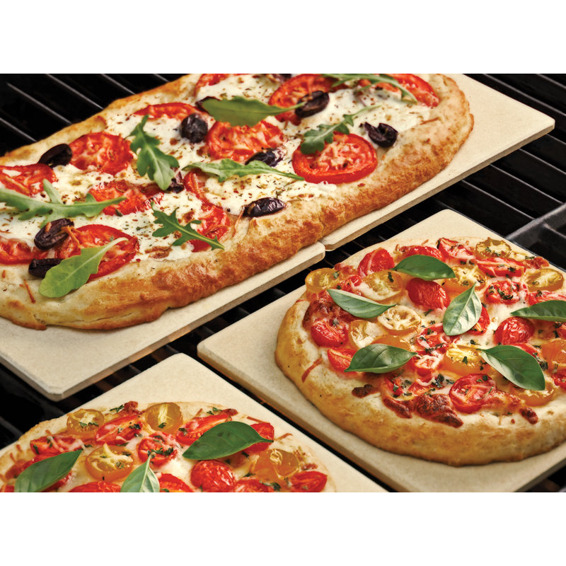 Cordierite Beige Rectangular Pizza Grill Stone Tiles, Set of 4