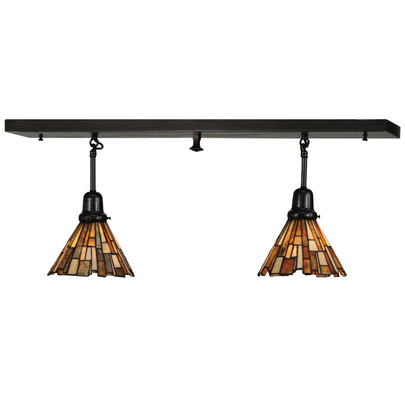 Craftsman Brown Glass 2-Light Energy Star Kitchen Island Pendant