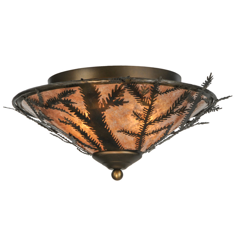 20" Silver Glass Drum Flush Mount Light