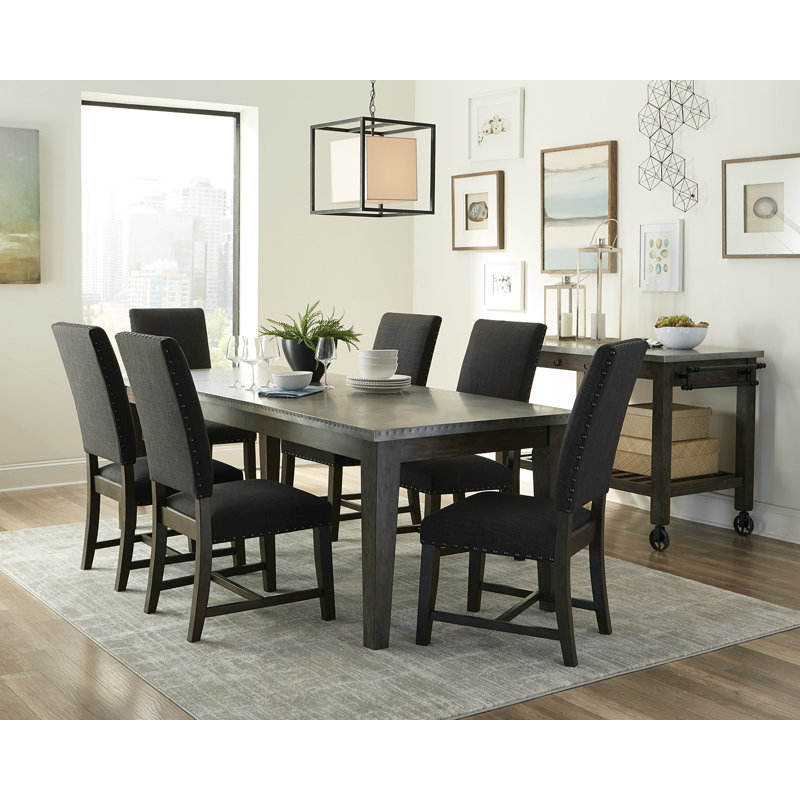 Transitional Gray Faux Leather Upholstered Parsons Side Chair