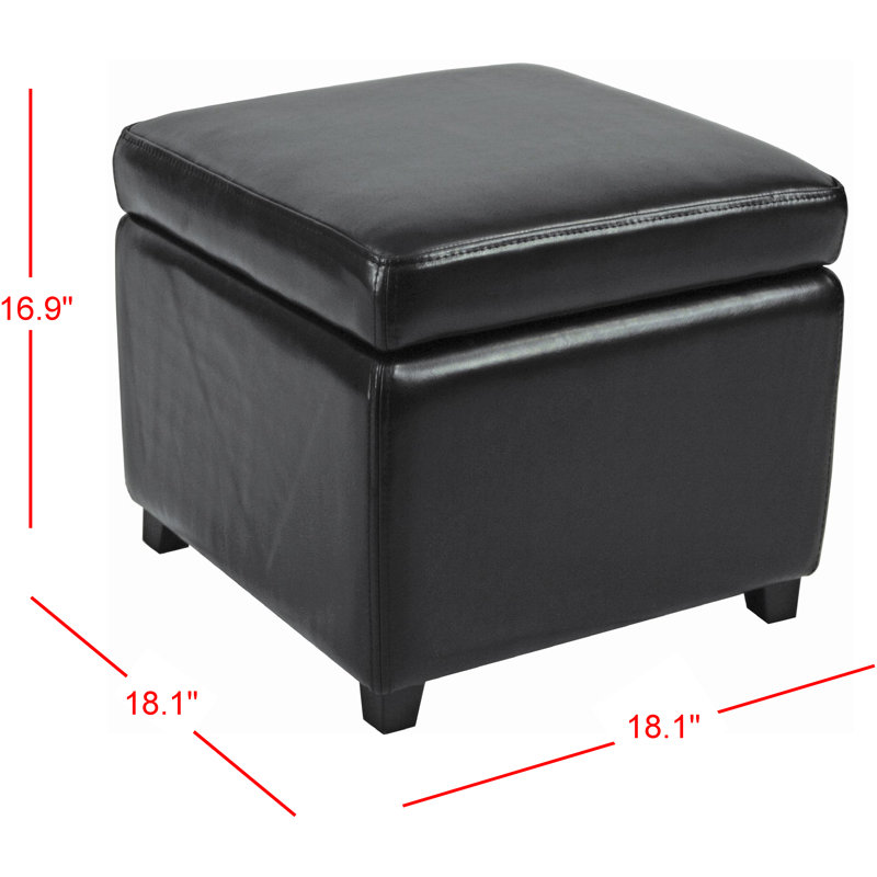 Jonathan Black Faux Leather Flip Top Storage Ottoman