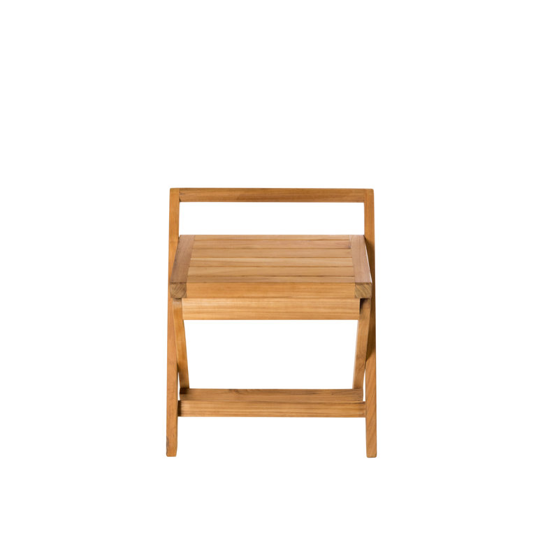 Fiji 16'' Teak Wood Folding Shower Bench with Brass Handle