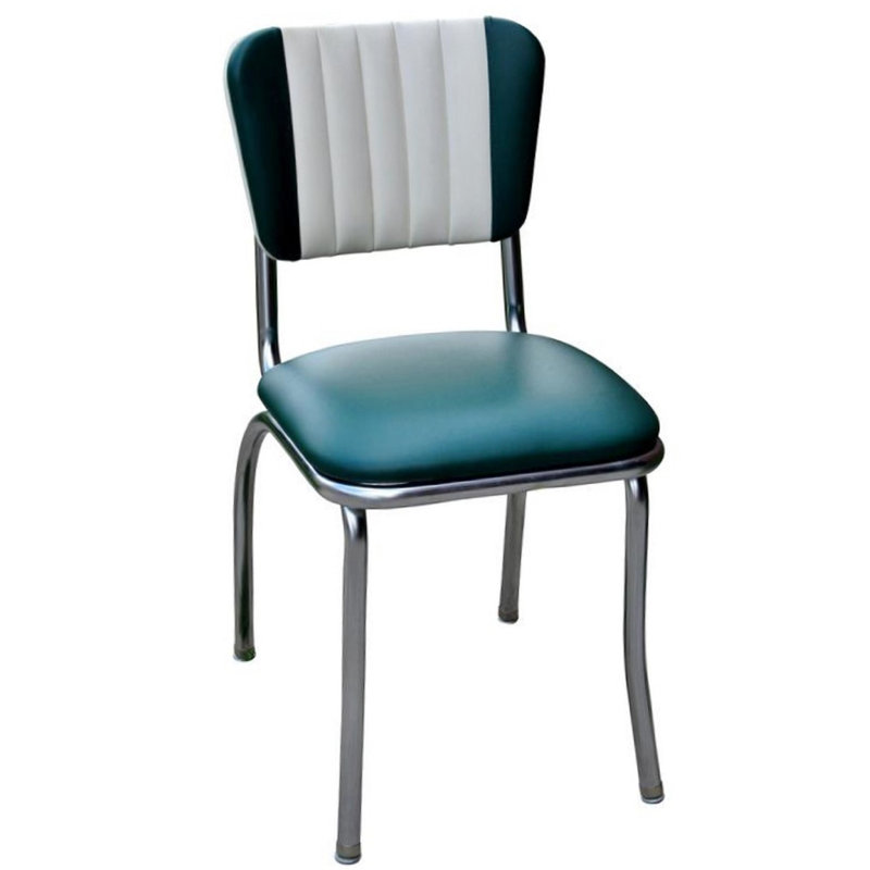 Emerald Haven Vinyl Upholstered Side Chair with Chrome Metal Legs