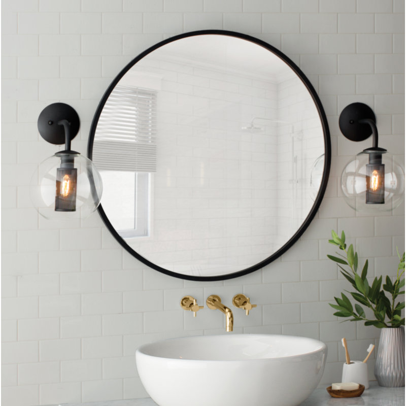 Umbra Hub 20" Industrial Black Rubber Round Wall Mirror