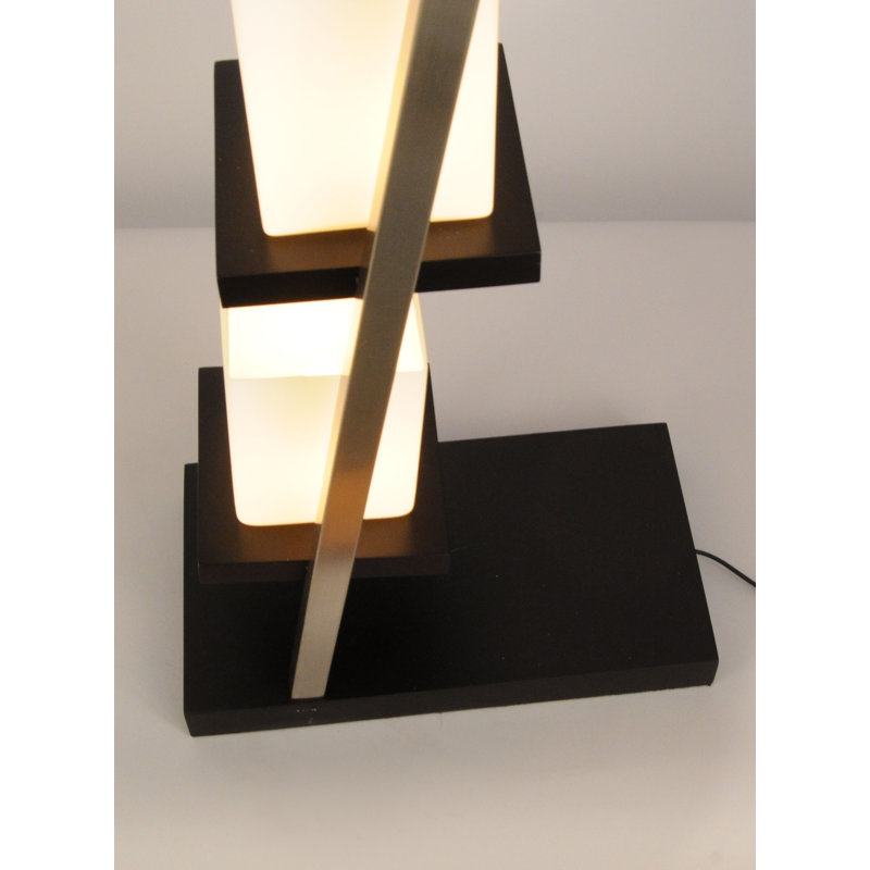 Escalier 5-Light Arc Floor Lamp in Espresso & Brushed Nickel with Off-White Glass Shades