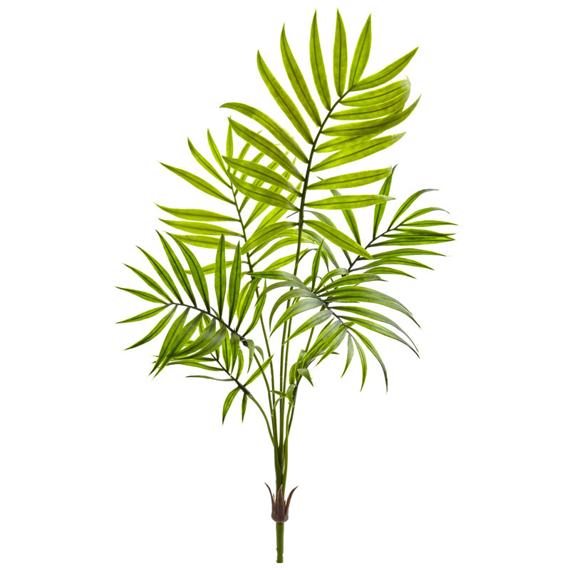 19'' Green Silk and Plastic Faux Palm Plant Set