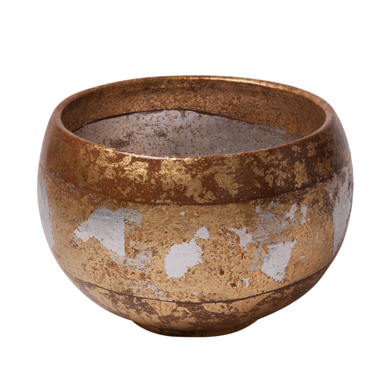 Handcrafted Gold and Silver Leaf Resin Decorative Bowl