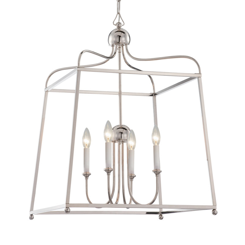 Elegant Sylvan Polished Nickel & Crystal 4-Light Chandelier