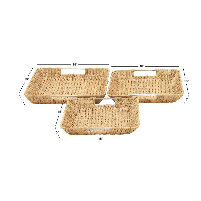 Contemporary Seagrass Rectangular Storage Tray Set of 3