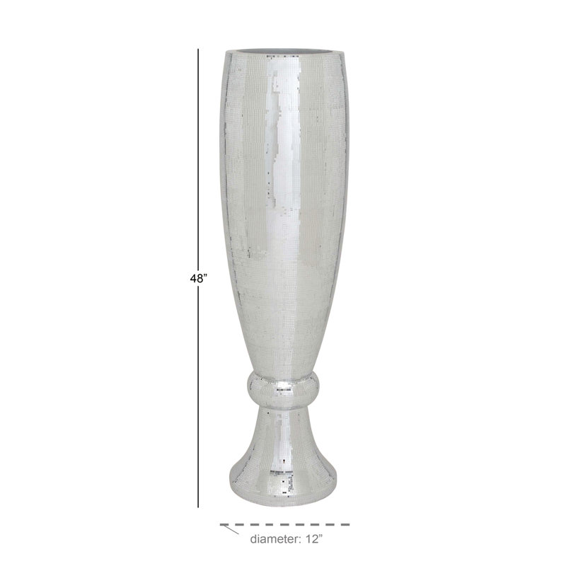 Elegant Silver Ceramic Mosaic Floor Vase 16"x51"
