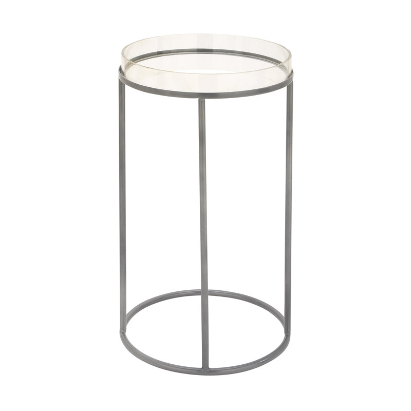 Sleek Round Acrylic Metal 16" Tray Table