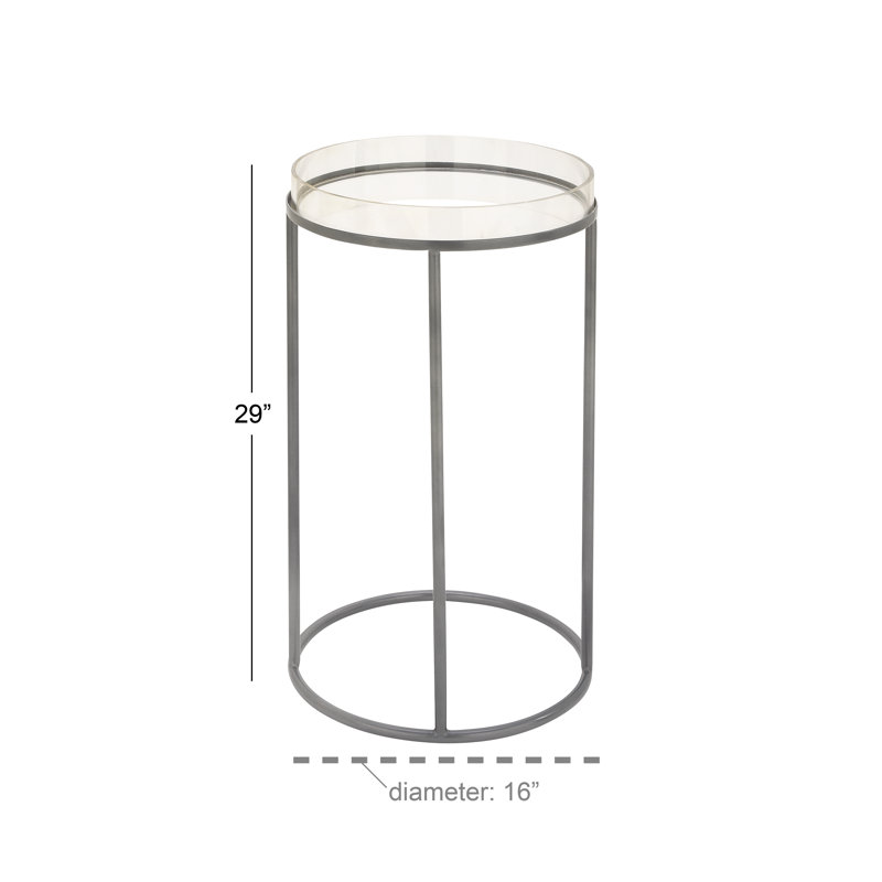 Sleek Round Acrylic Metal 16" Tray Table