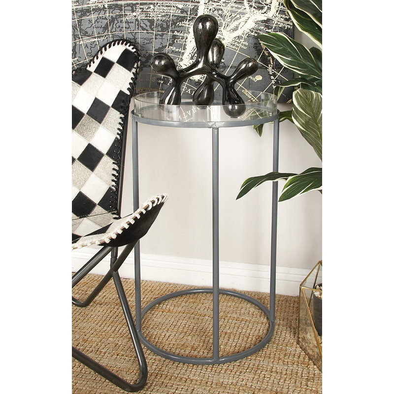 Sleek Round Acrylic Metal 16" Tray Table