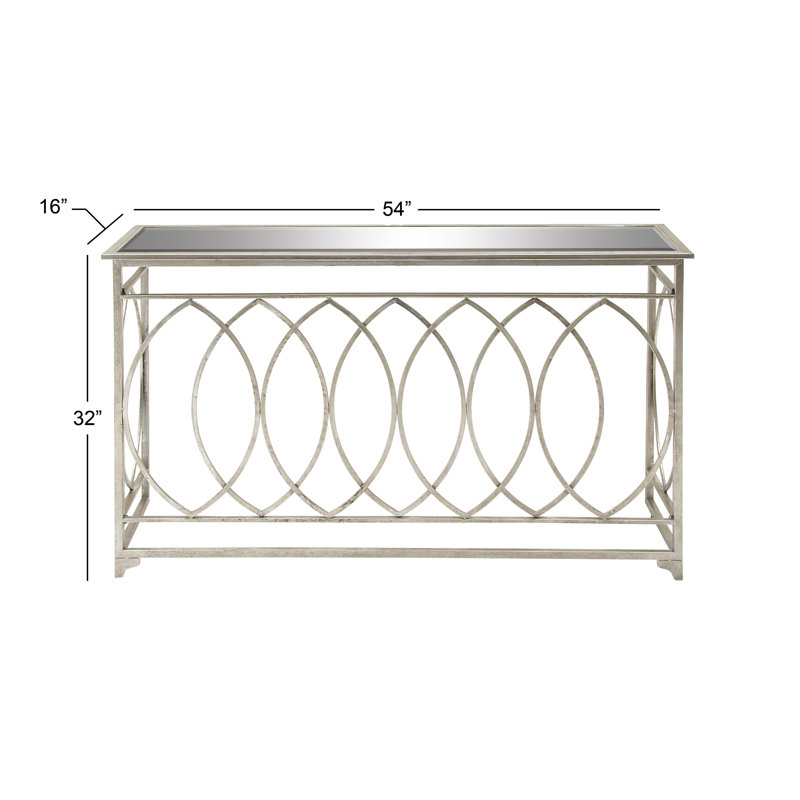 Silver Metal and Glass Geometric Console Table