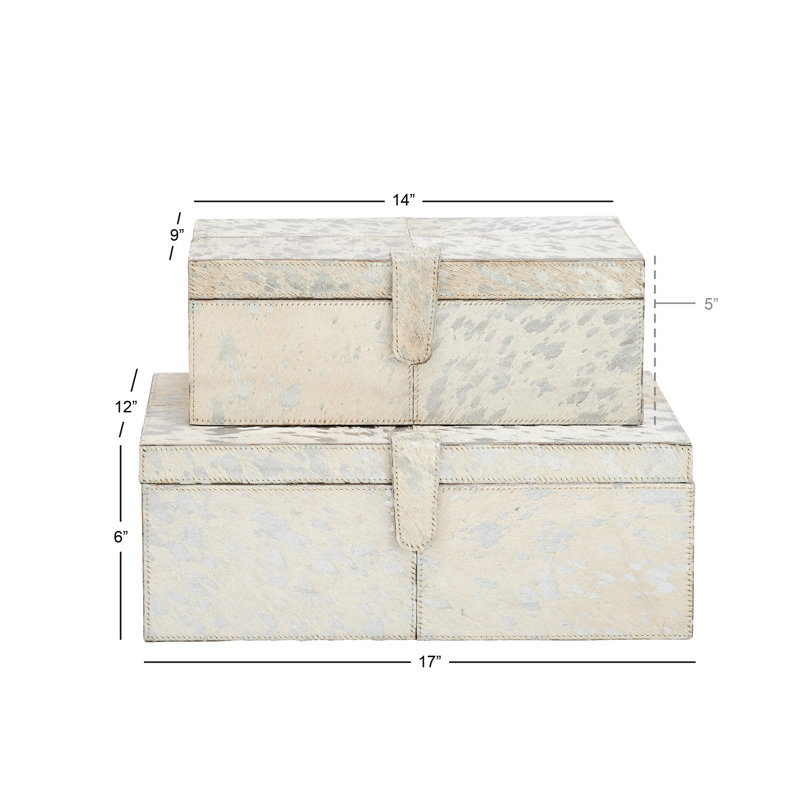 Silver Handmade Rectangular Wooden Lidded Box Set