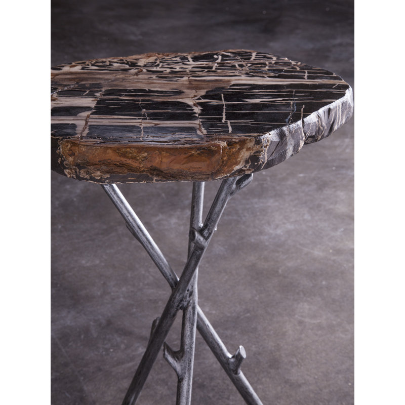 Transitional Shane Free Form Wooden and Metal Spot Table