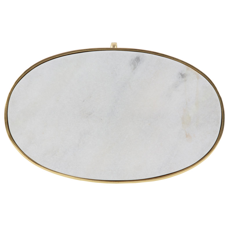 Elegant Round Gray Stone Top End Table with Gold Metal Base
