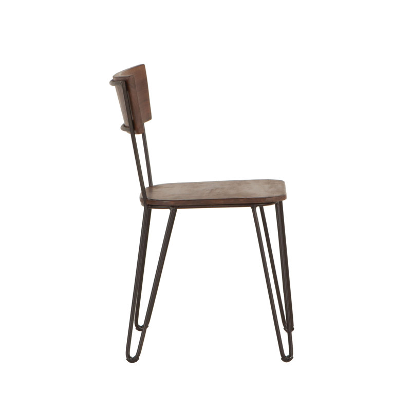 Vail Mid-Century Modern Acacia Wood Side Chair with Hairpin Legs