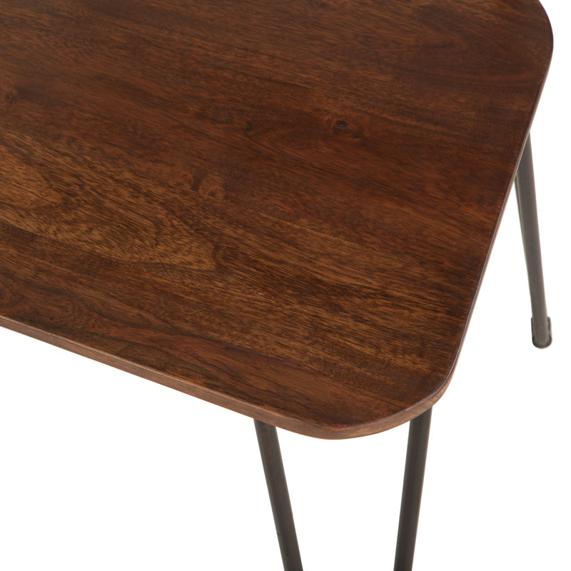 Vail Mid-Century Modern Acacia Wood Side Chair with Hairpin Legs
