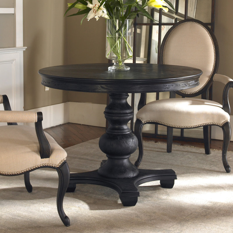 Elegant Brynmore 42" Satin Black Solid Wood Round Dining Table