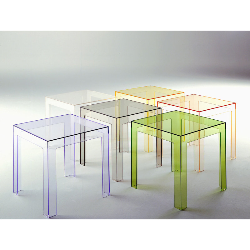 Paolo Rizzatto Elegant Transparent Square Polycarbonate Side Table