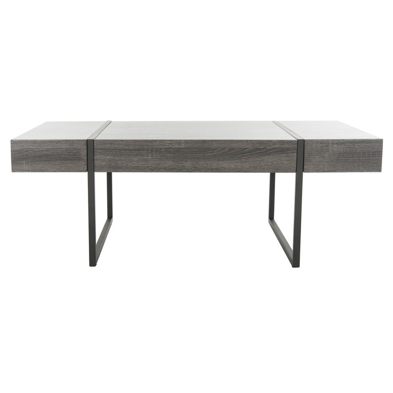 Tristan 43'' Black Wood and Metal Transitional Coffee Table
