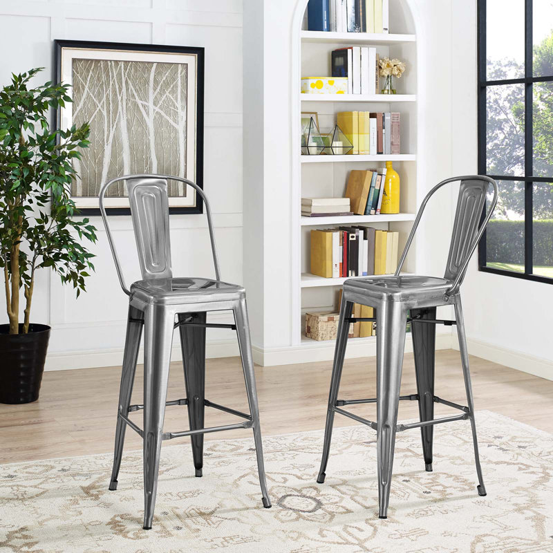 Promenade 30" Gunmetal Industrial Modern Metal Bar Stool