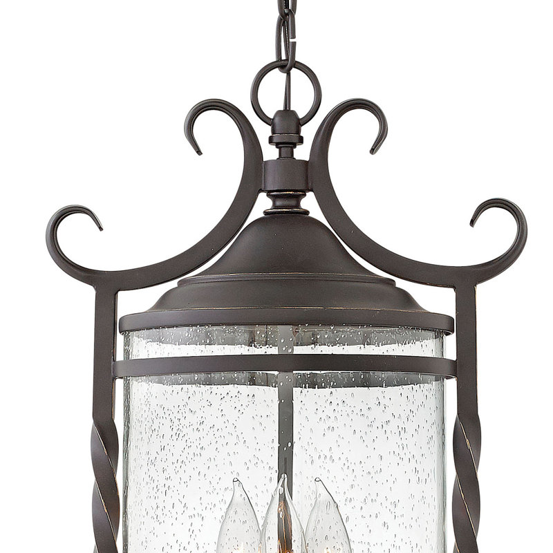 Olde Black 3-Light Outdoor Pendant with Clear Seedy Glass