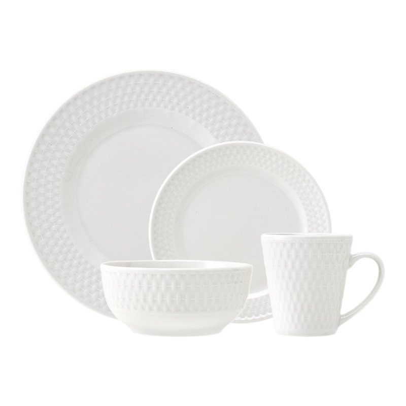 Elegant White Porcelain 16-Piece Dinnerware Set for 4