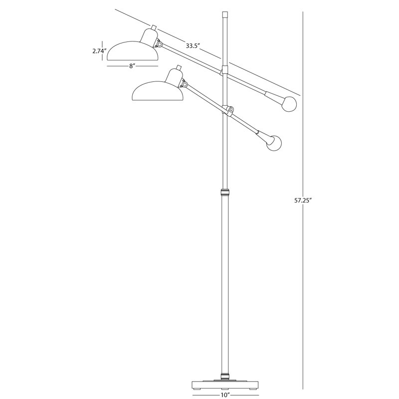 Bruno Adjustable Lead Bronze Double-Arm Pharmacy Floor Lamp